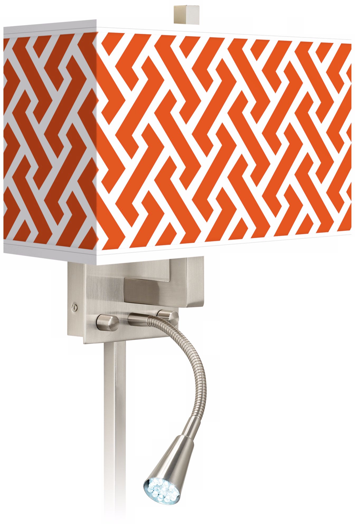 Red Brick Weave Giclee LED Reading Light Plug-In Sconce