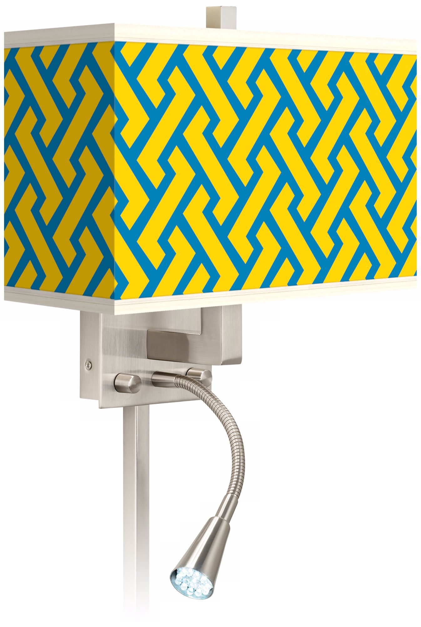 Yellow Brick Weave Giclee LED Reading Light Plug-In Sconce