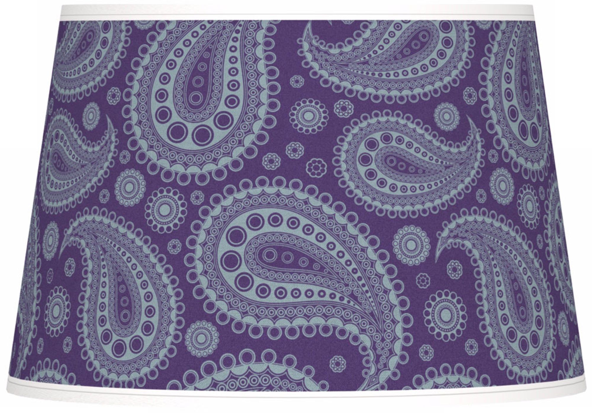 Purple Paisley Linen Giclee Tapered Shade 13x16x10.5 (Spider)