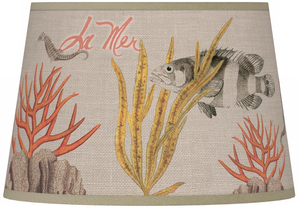 La Mer Coral Giclee Tapered Lamp Shade 13x16x10.5 (Spider)