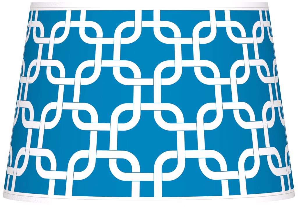 Blue Lattice Giclee Tapered Lamp Shade 13x16x10.5 (Spider)