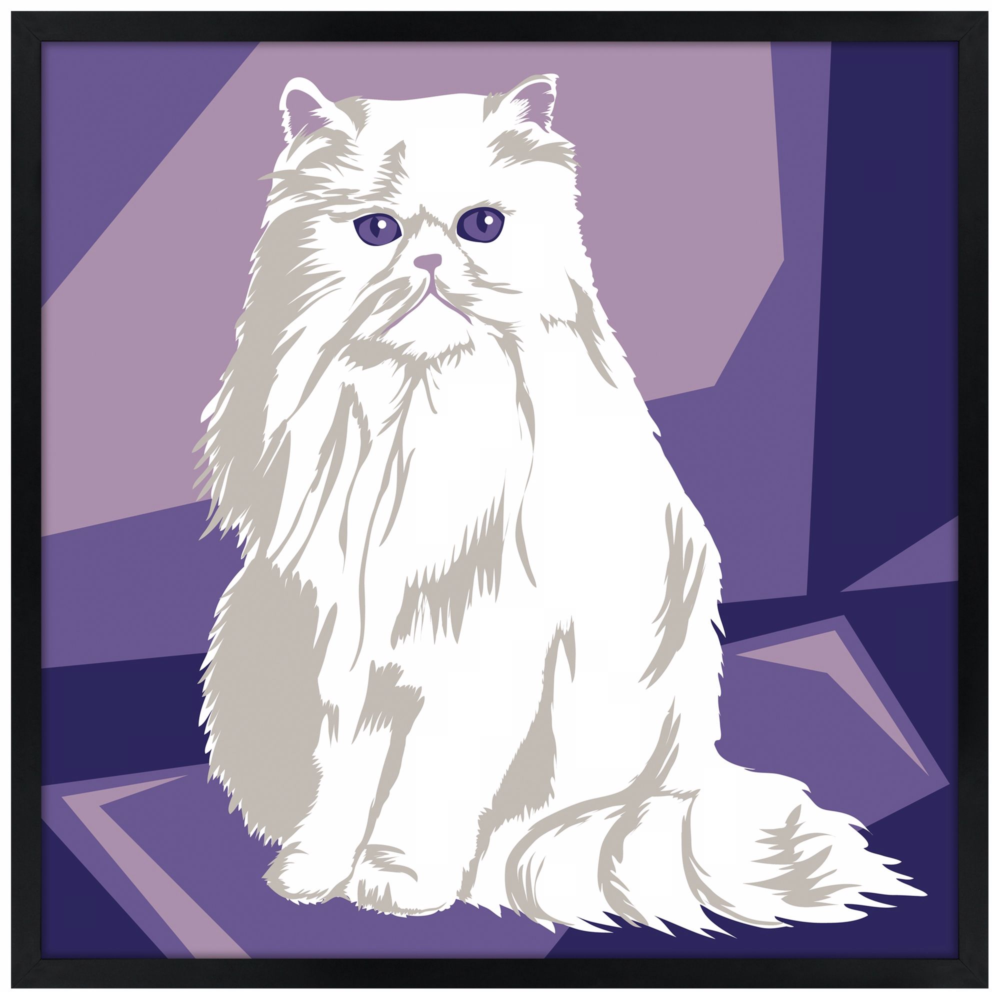 Thinking Cat 26" Square Black Giclee Wall Art