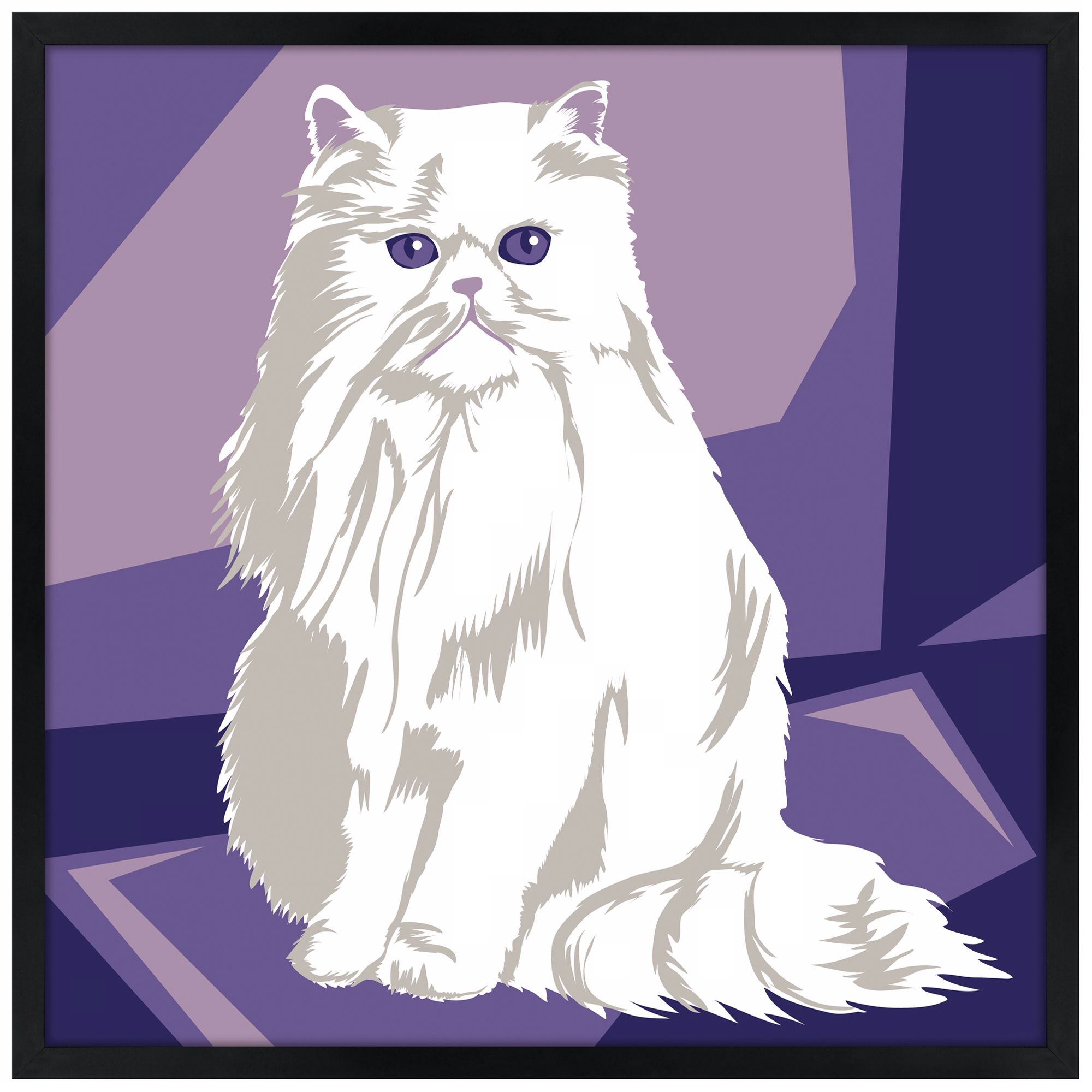 Thinking Cat 31" Square Black Giclee Wall Art