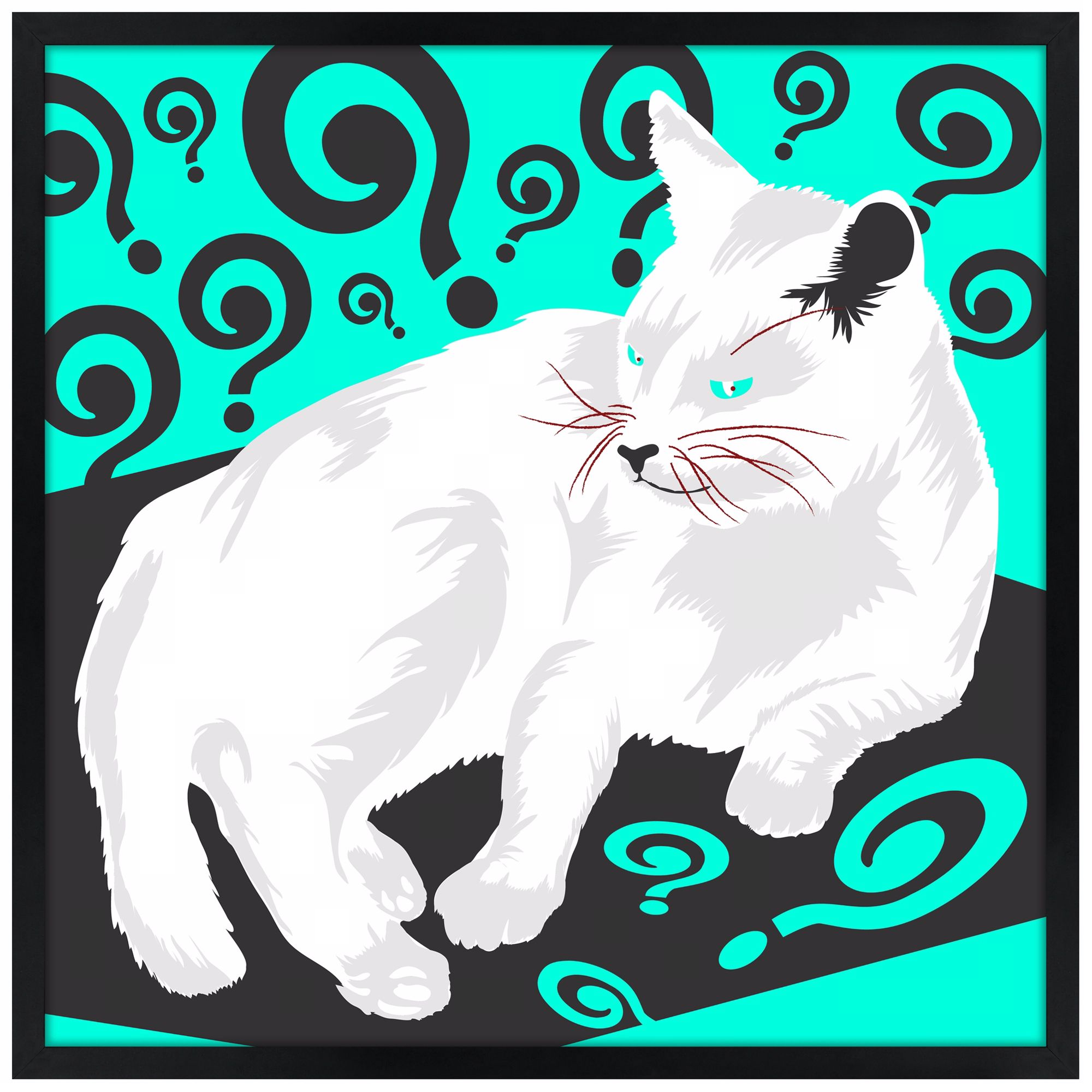 Cat Nap II 31" Square Black Giclee Wall Art
