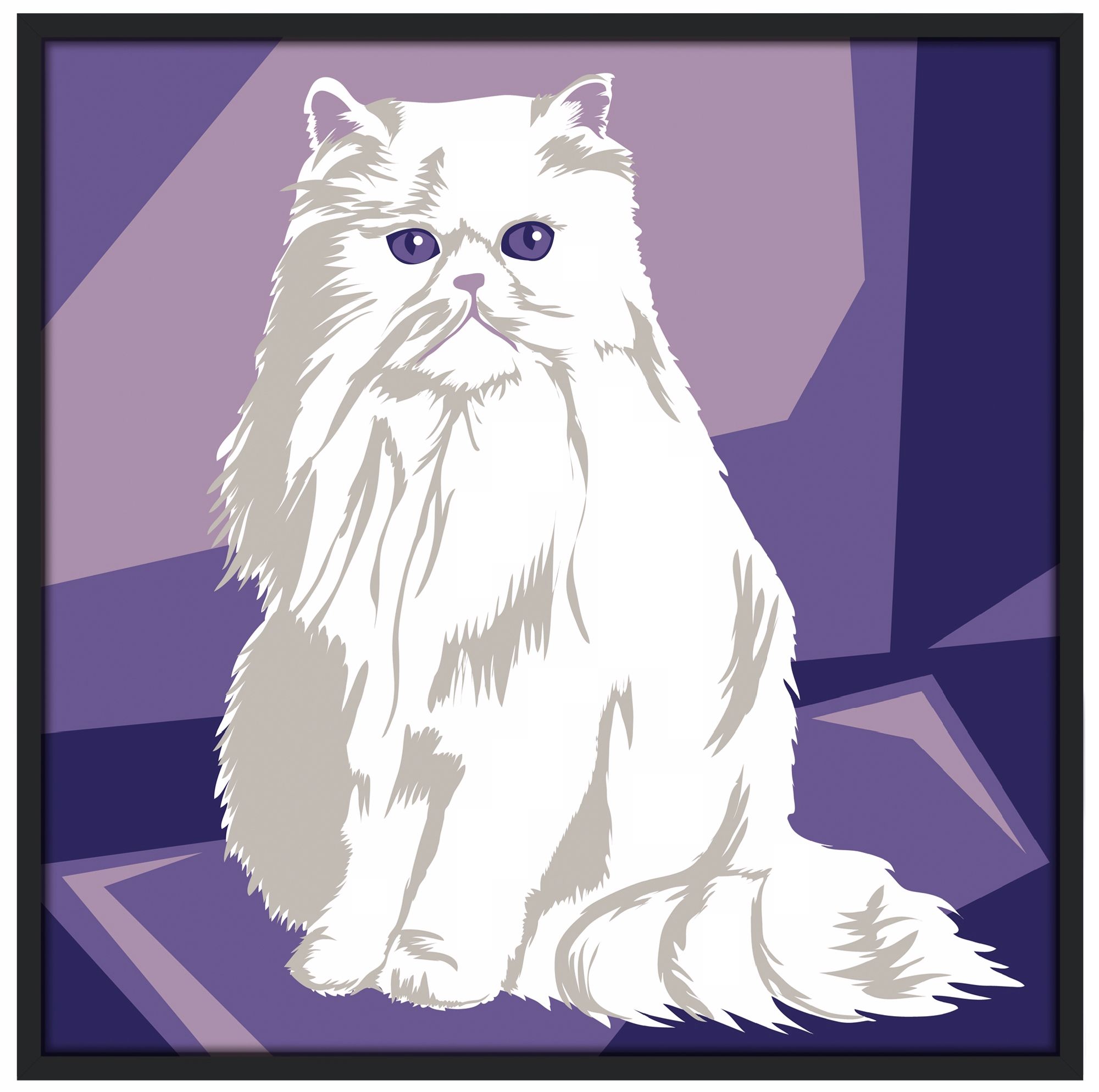 Thinking Cat 37" Square Black Giclee Wall Art