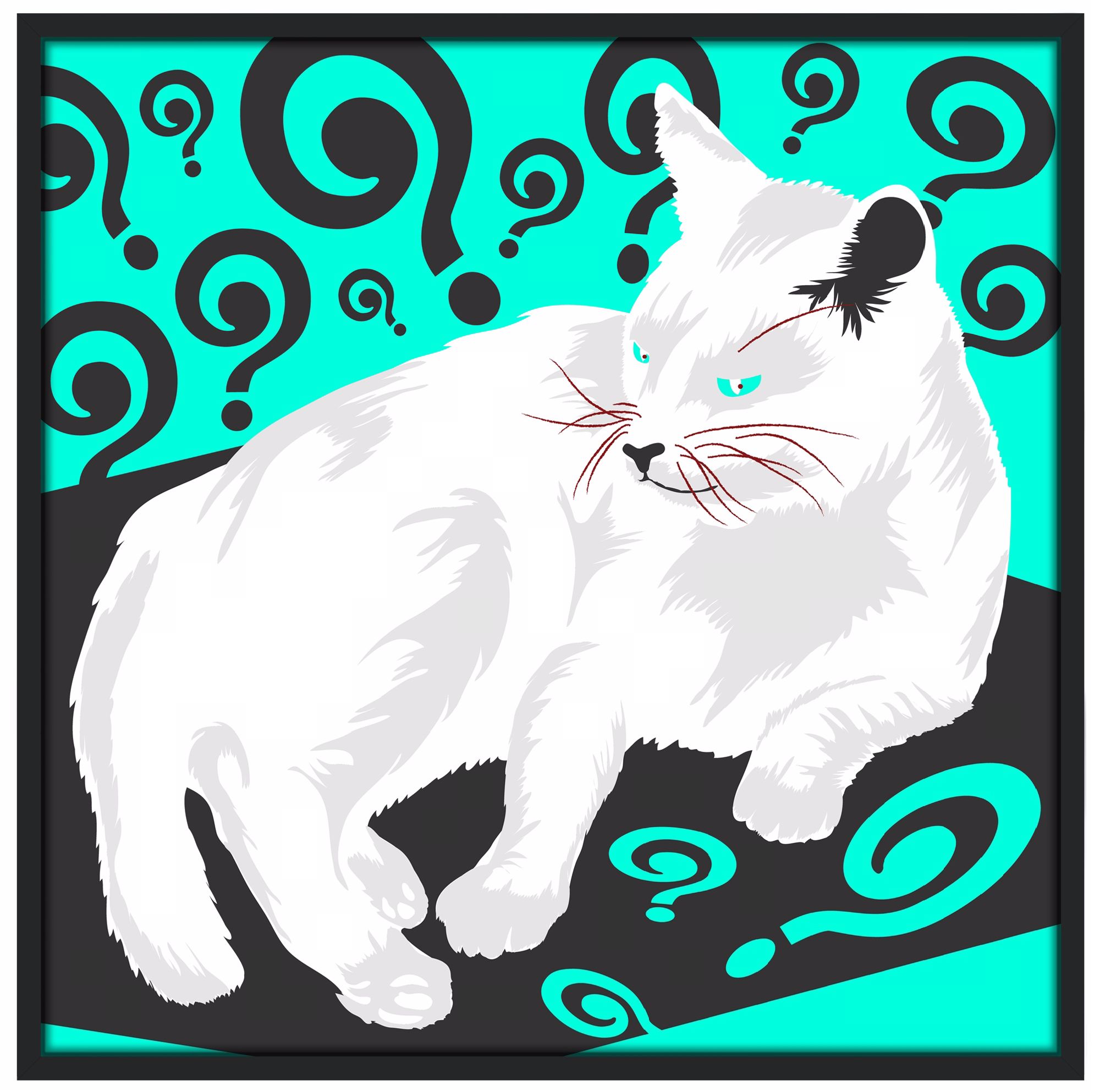 Cat Nap II 37" Square Black Giclee Wall Art