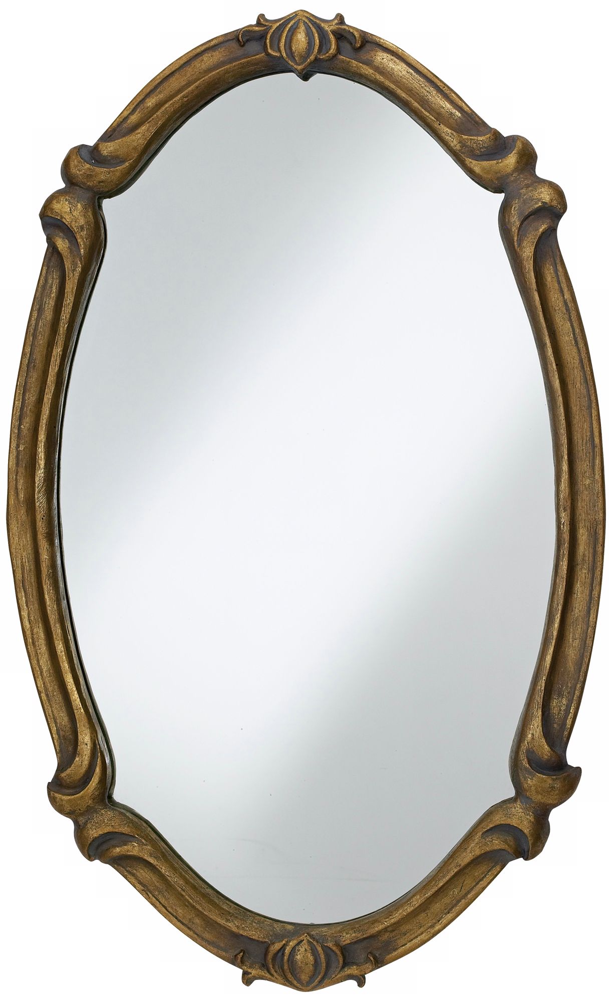 Gold Finish Oval Metal 35 1/2" High Wall Mirror