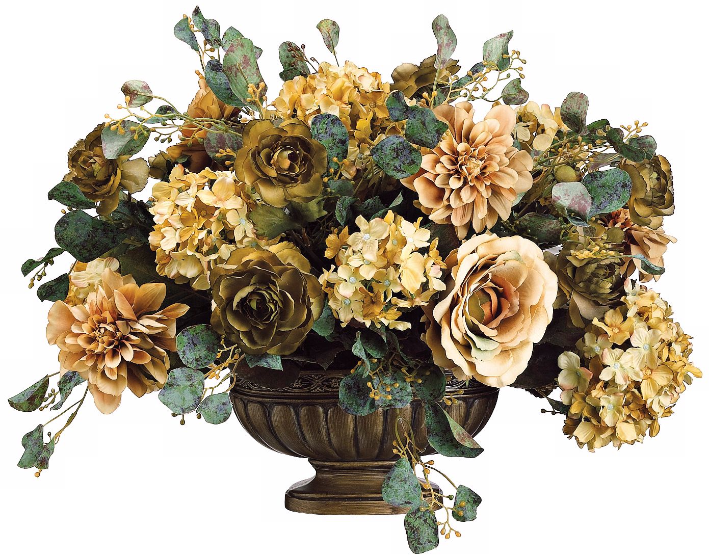 Rose Ranunculus and Dahlia 17" High Silk Flower Arrangement