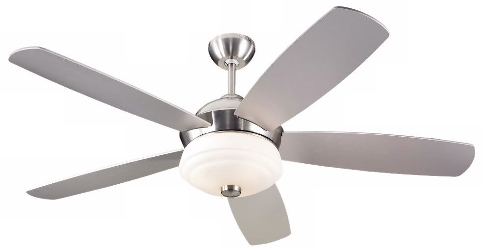 52" Monte Carlo Celestra Brushed Steel Ceiling Fan
