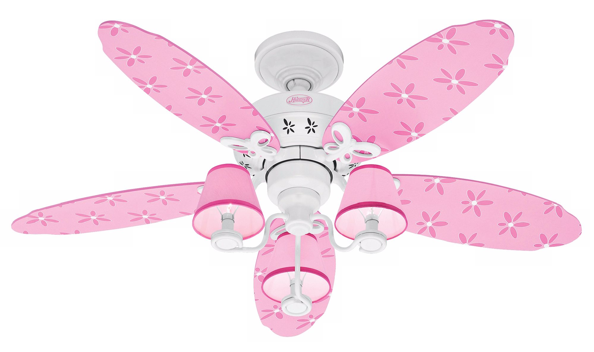 44" Dreamland White and Pink Ceiling Fan