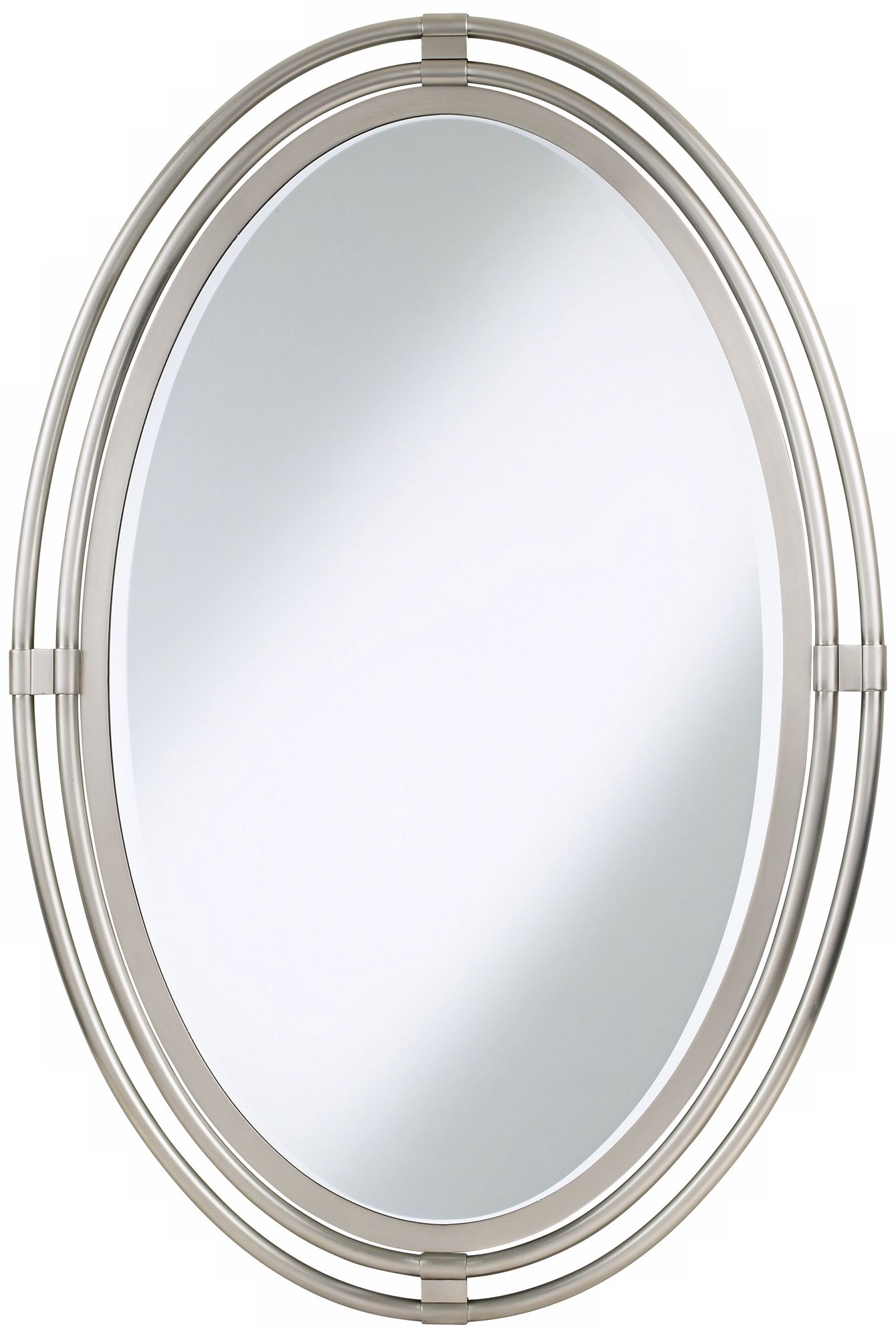 Possini Euro Nickel Double Ring 35 12 High Oval Mirror P0172