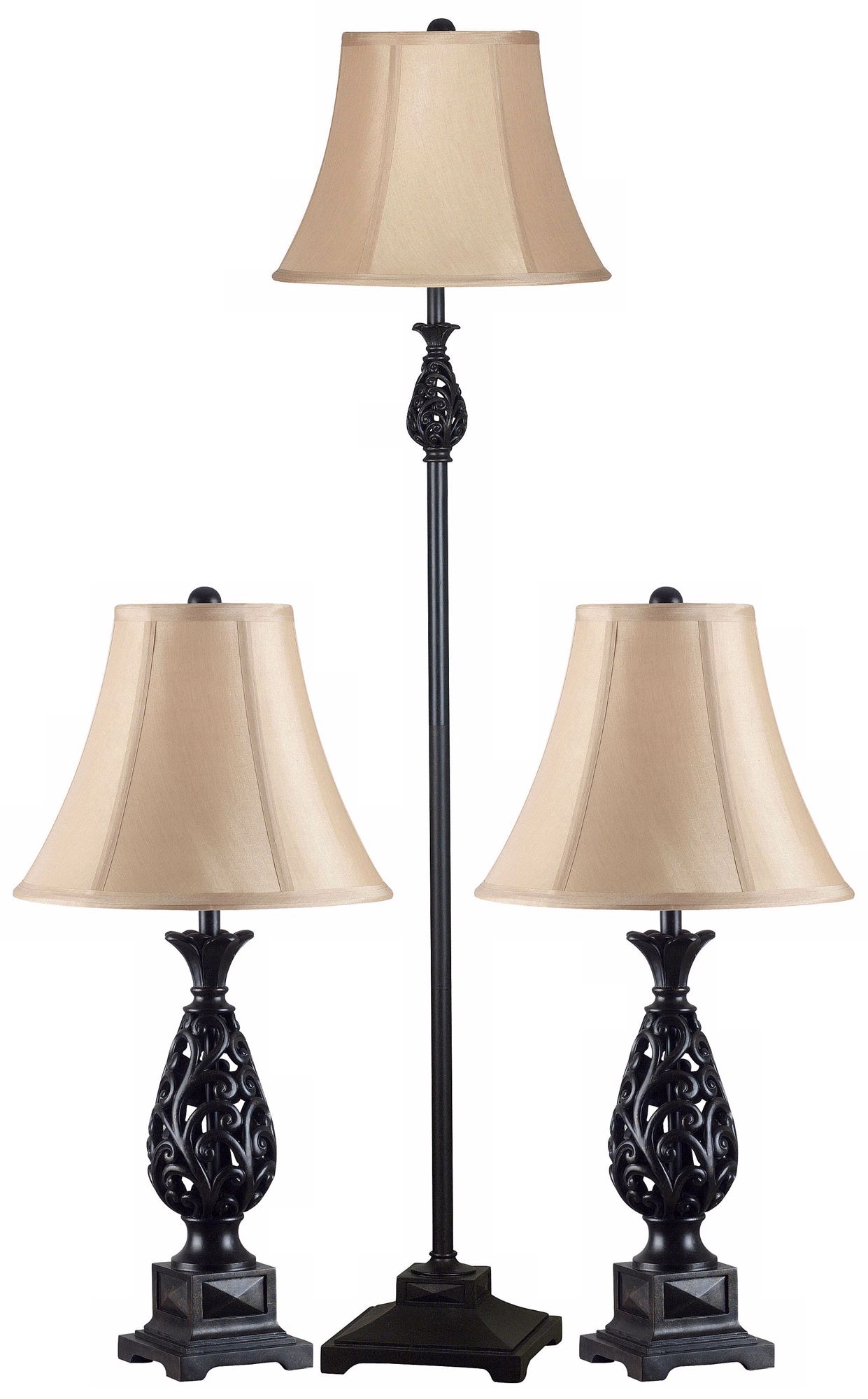Set of 3 Prescott Bronze Floor and Table Lamps