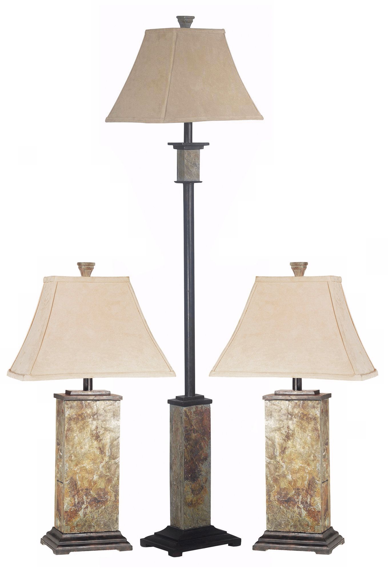 Set of 3 Bennington Slate Floor and Table Lamps
