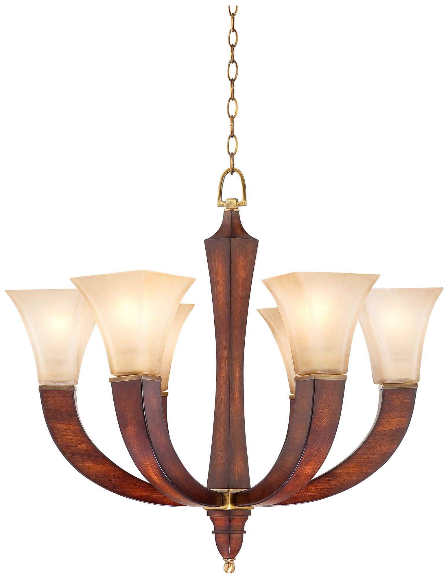 Squared Curves Wood Finish 31 1/2" Wide Chandelier