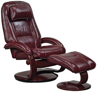 Oslo Oxblood Leather Recliner and Ottoman P0689