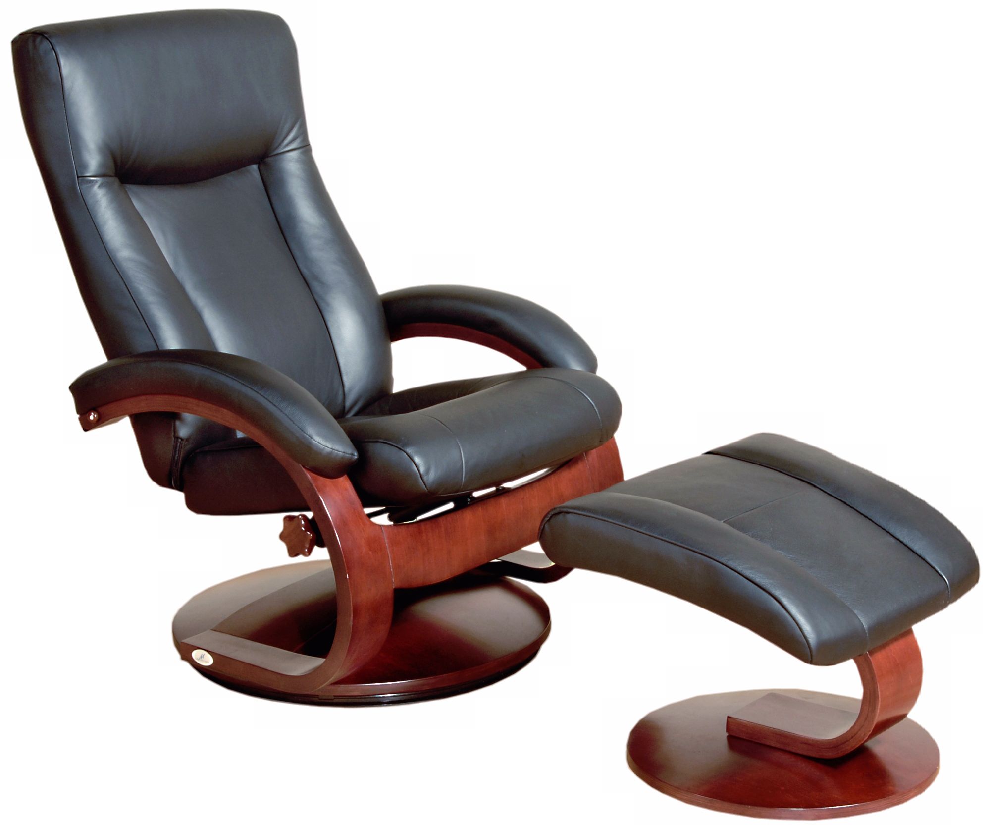 Mac Motion Esper Black Leather Recliner and Ottoman