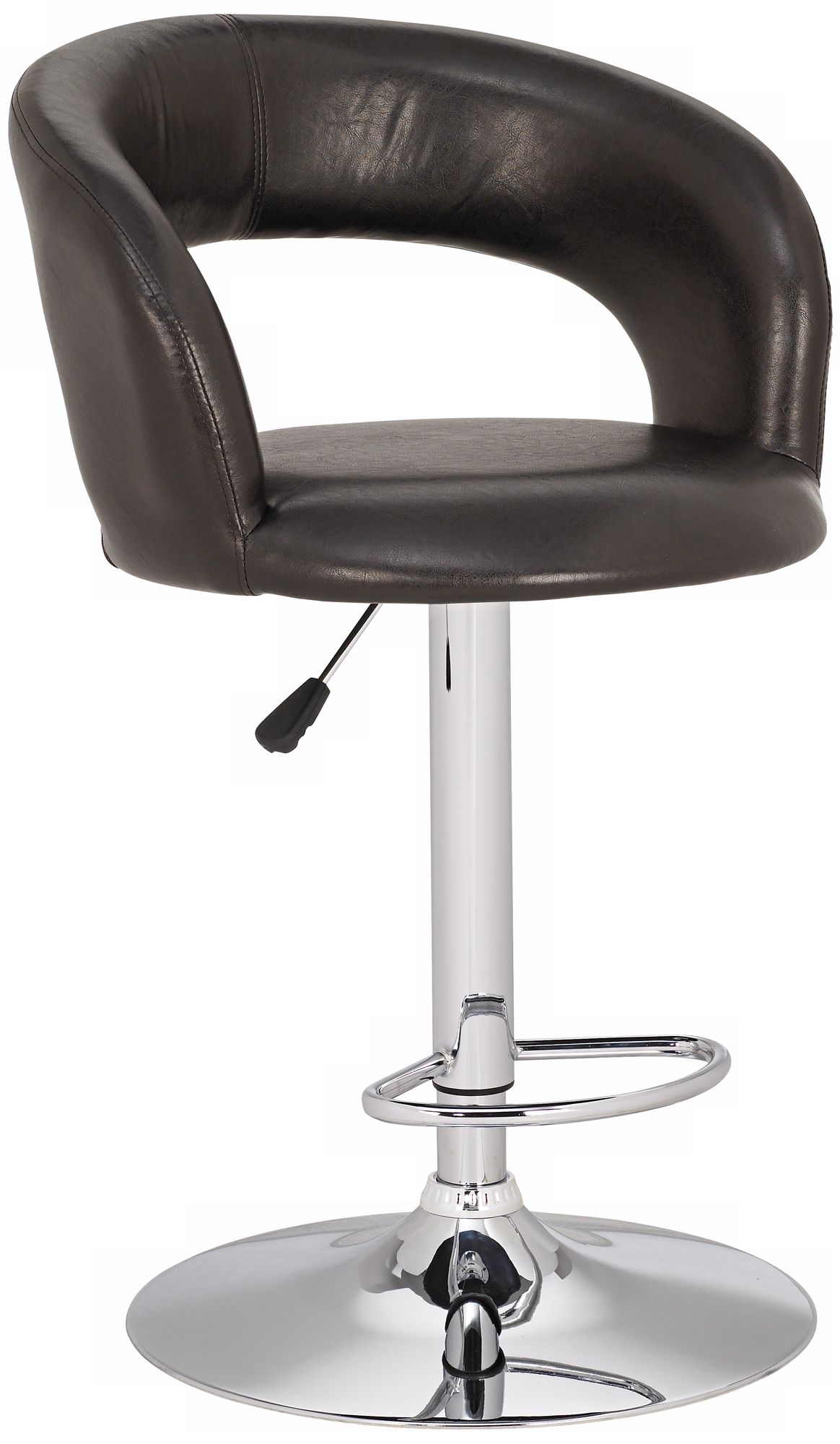 Groove Espresso Faux Leather Adjustable Modern Bar Stool