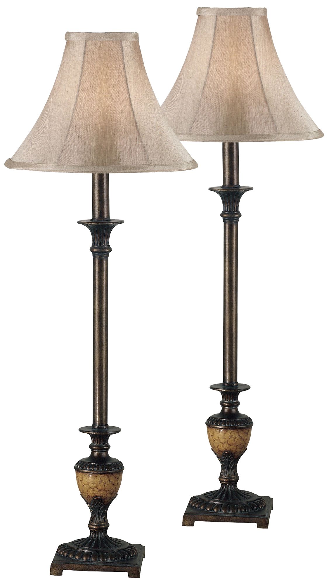 Set of 2 Emily Crackle Bronze Buffet Lamps