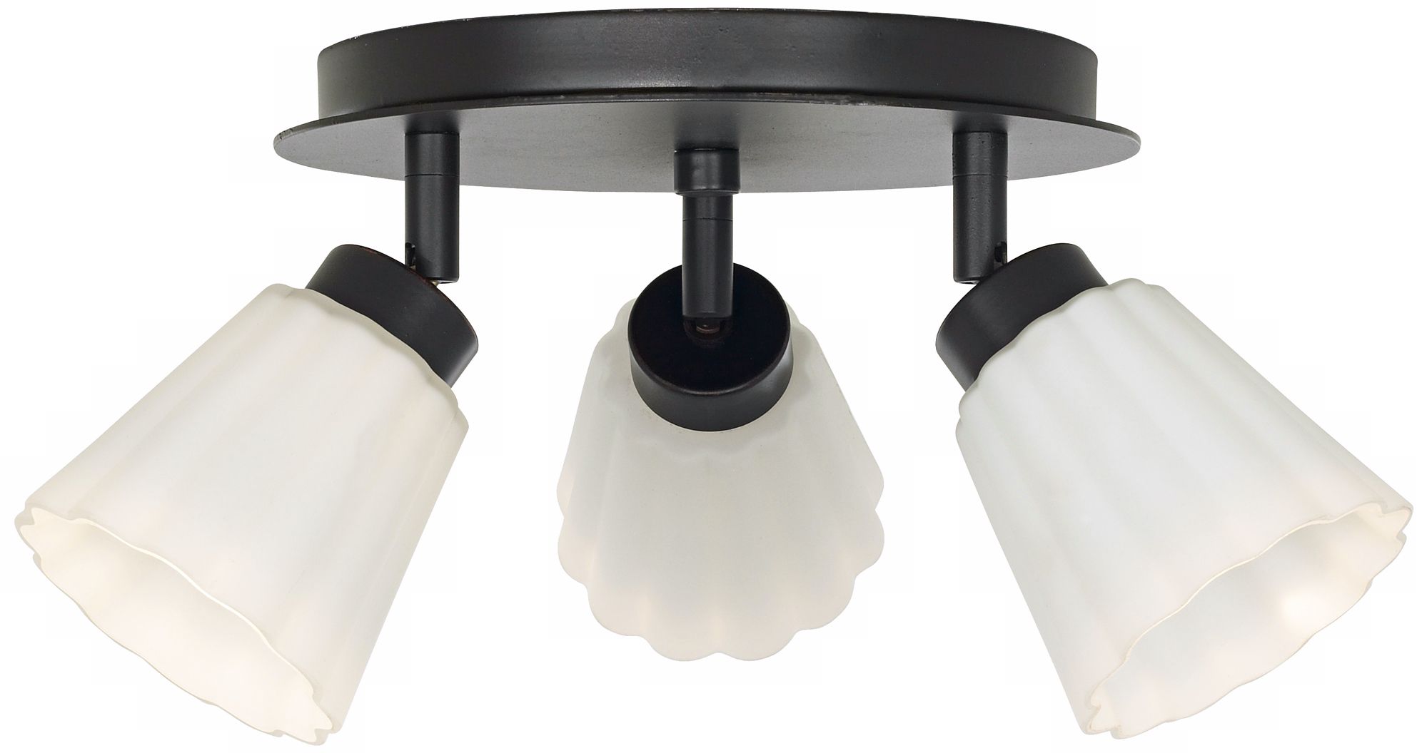 Scalloped Opal Etched Glass 3-Light Ceiling Fixture