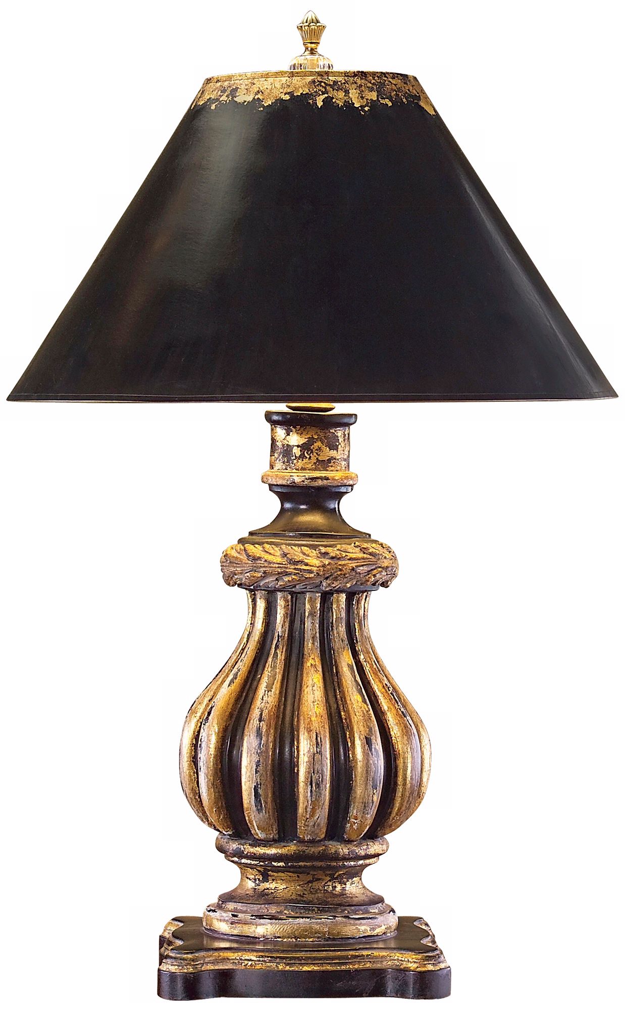 John Richard Black and Gold Urn Table Lamp