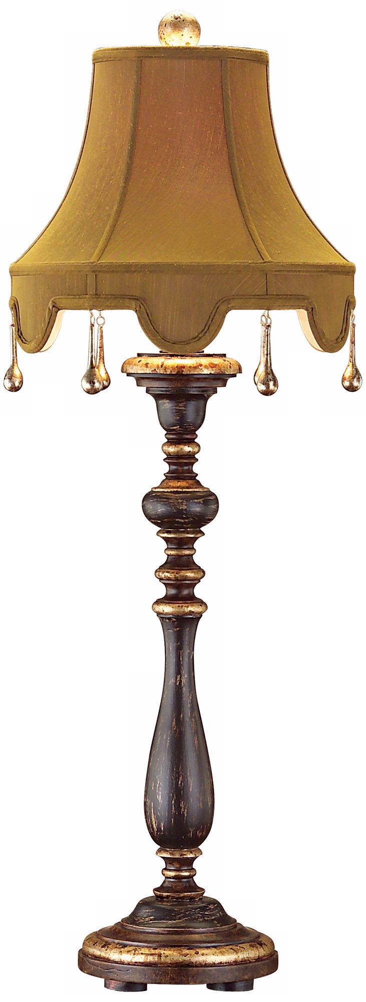 John Richard Gold and Black Turned Candlestick Table Lamp