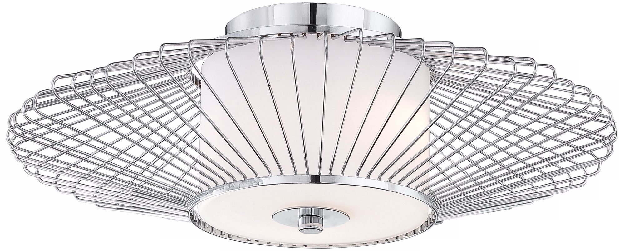 Chrome Wire Ring 15 1/2" Wide Ceiling Light Fixture