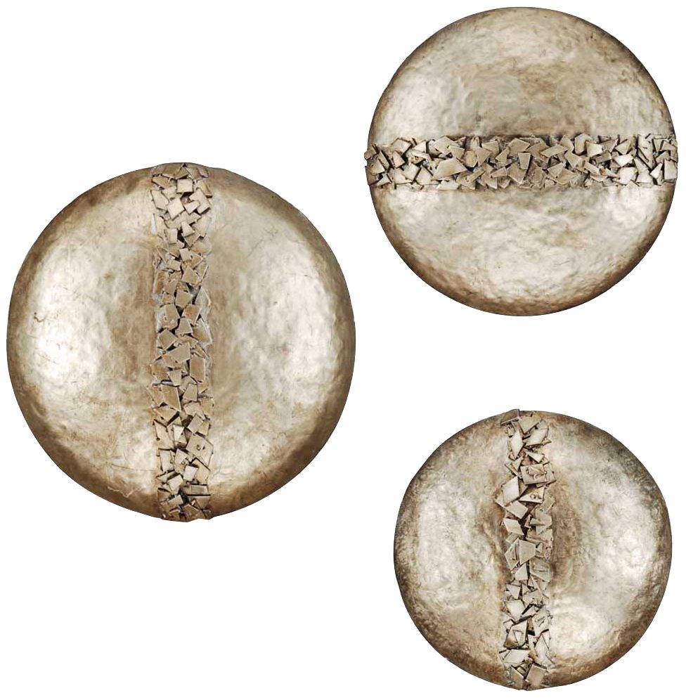 Hammered Discs 22" Wide Set of 3 Wall Art Pieces