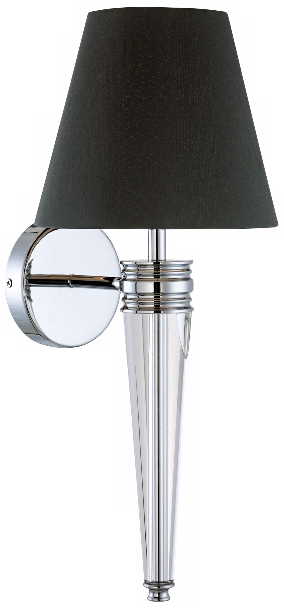 Chrome Finish Black or White Shade Crystal Wall Sconce