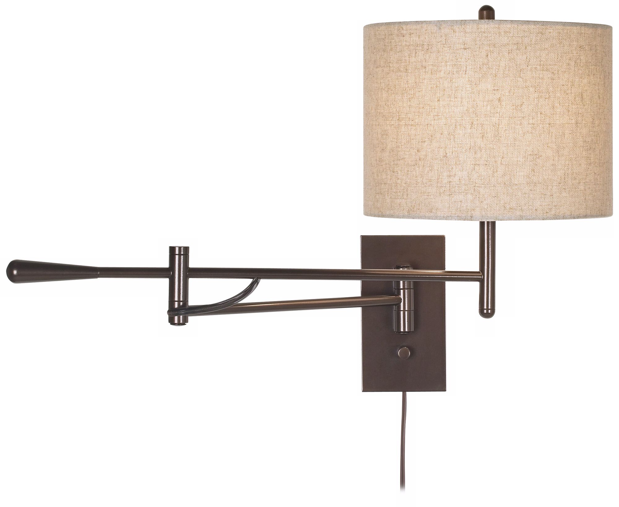 Possini Contemporary Bronze Boom Plug-in Swing Arm Wall Lamp
