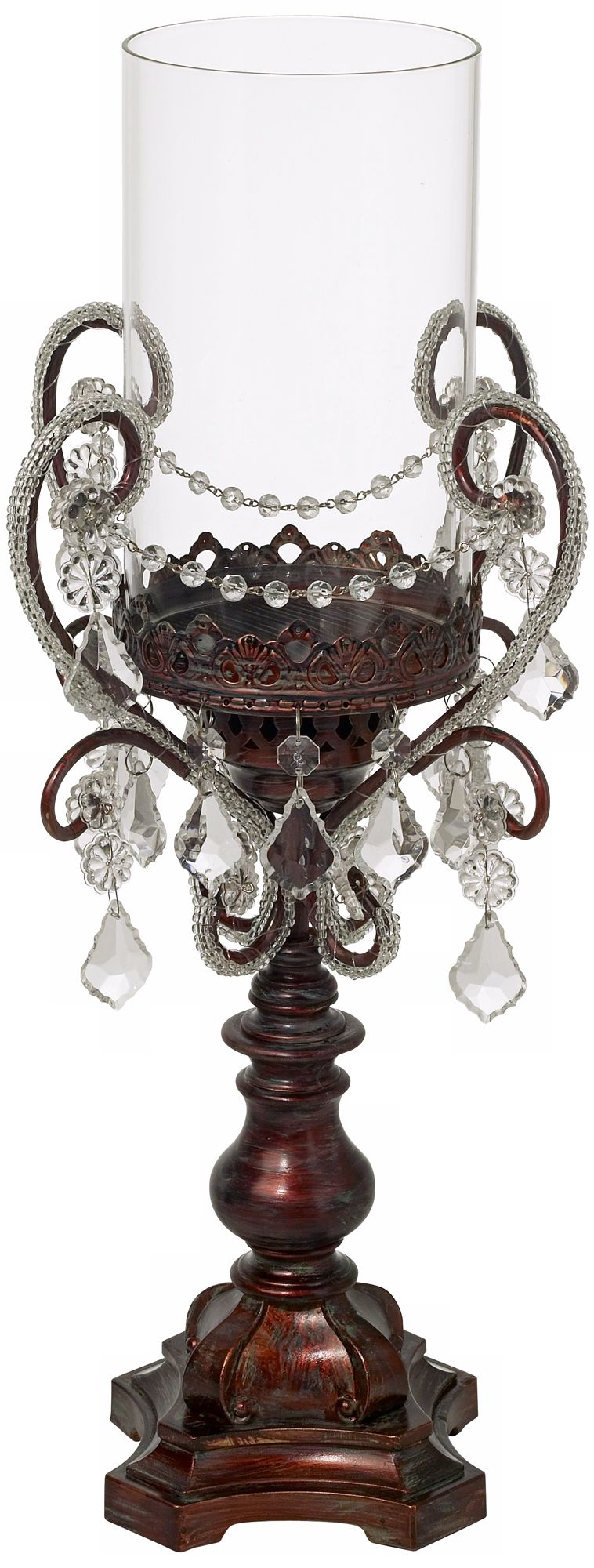 Clear Beading and Drops Pillar Candle Holder