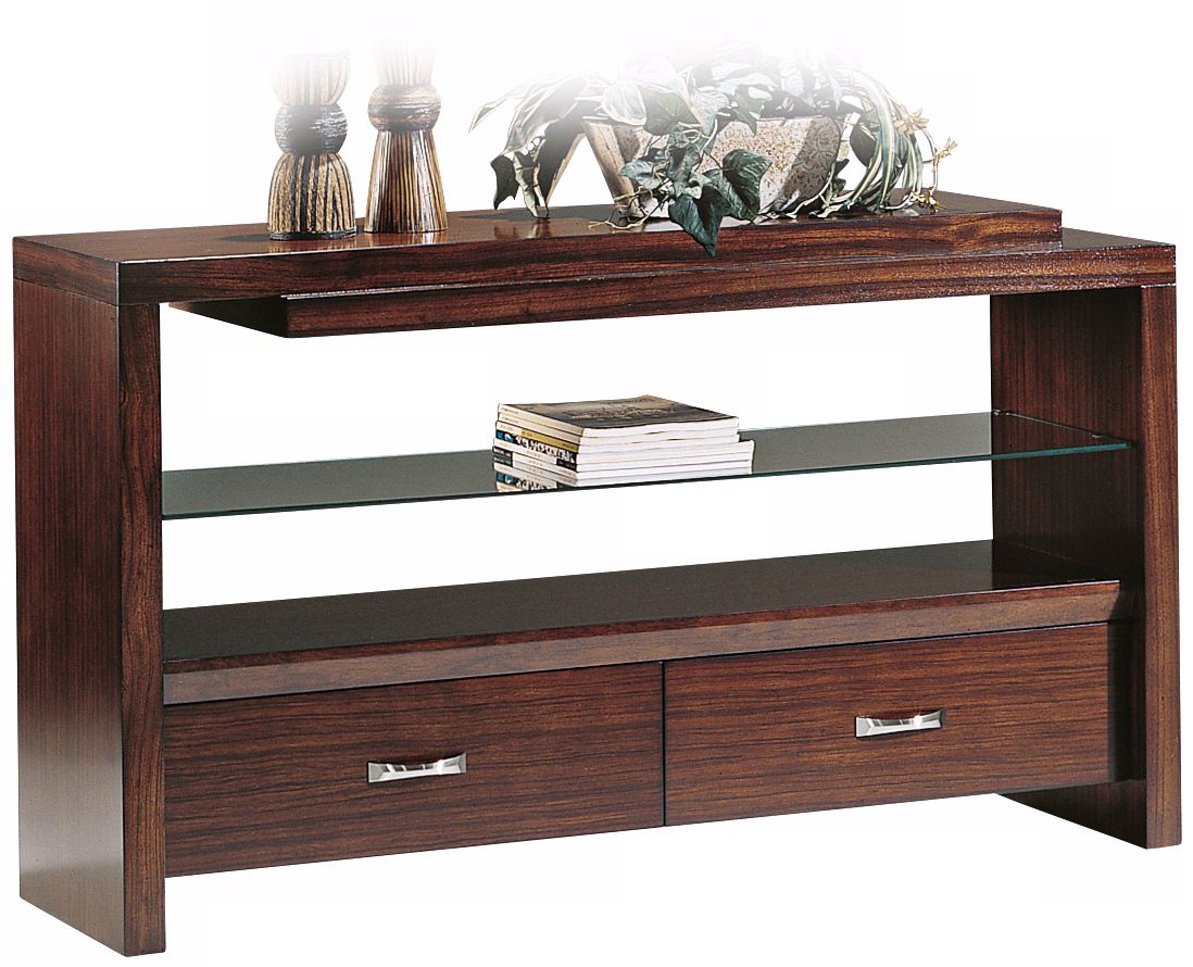Perspective Warm Honey Finish Console Table