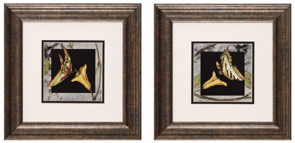 Butterfly I and II 13" Square Framed Wall Art