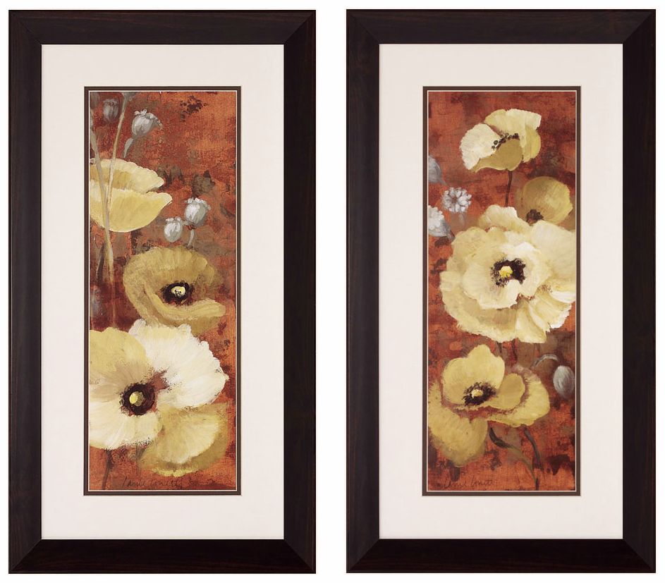 Autumn Poppies I and II 27" High Framed Wall Art
