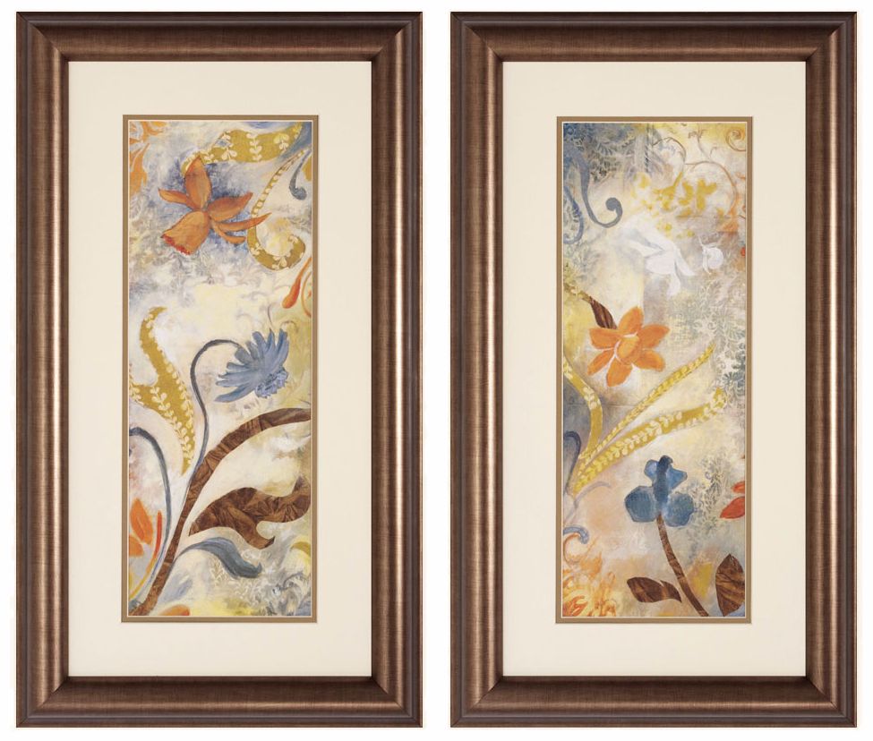 Floral Scroll III and IV 28" High Framed Wall Art