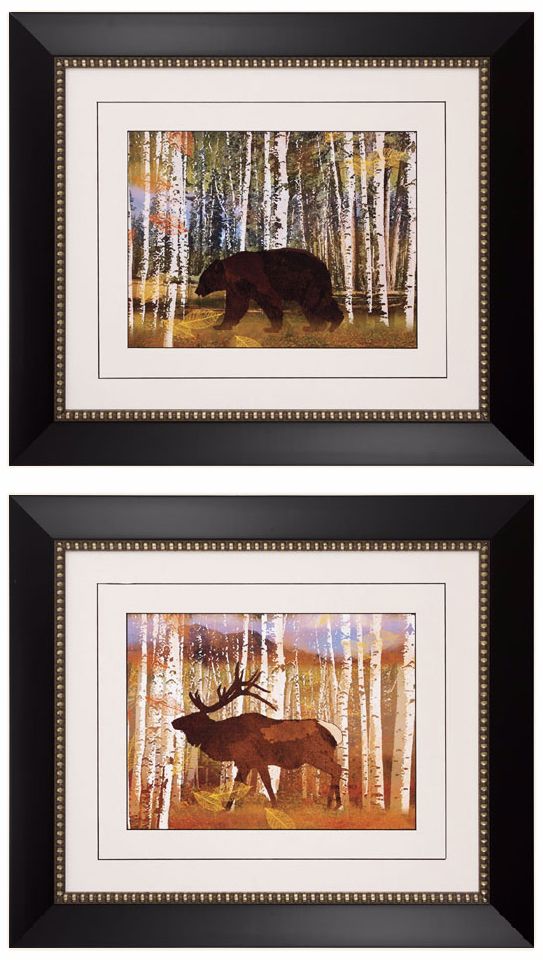 Bear and Elk 29" Wide Framed Wall Art