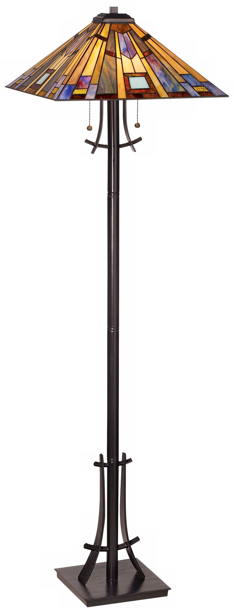 Robert Louis Tiffany Earth Tones Mission Iron Floor Lamp