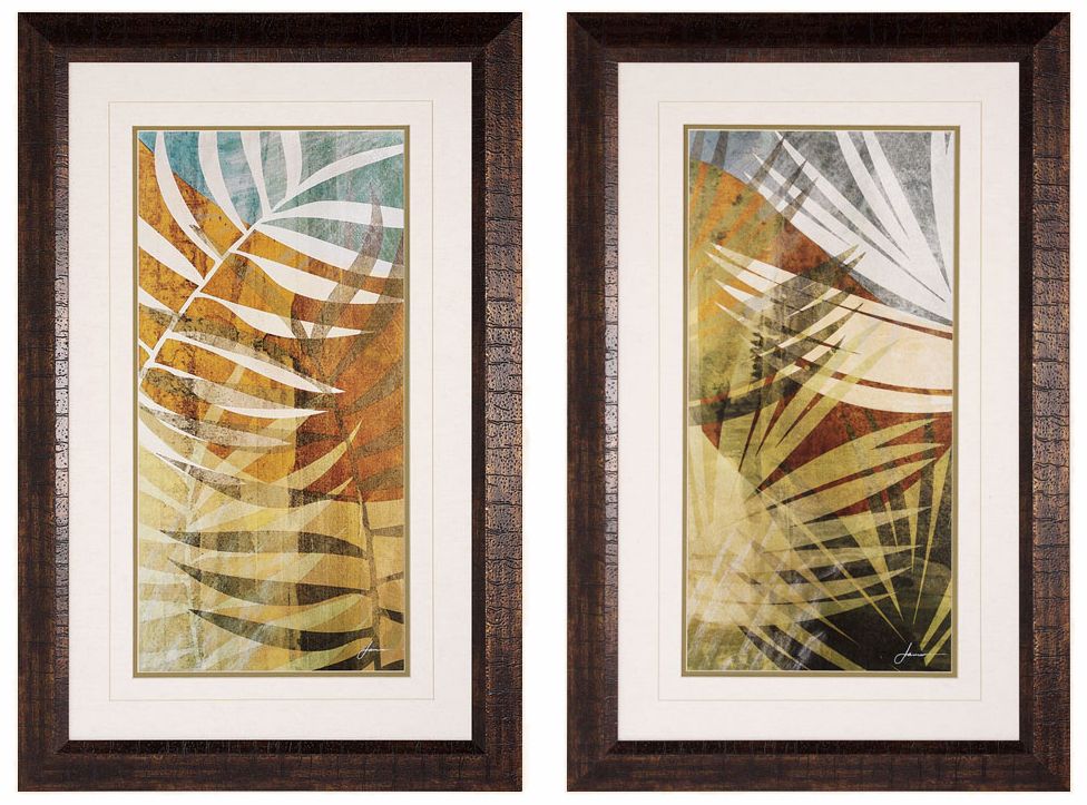 Palm Frond I and II 34" High Framed Wall Art