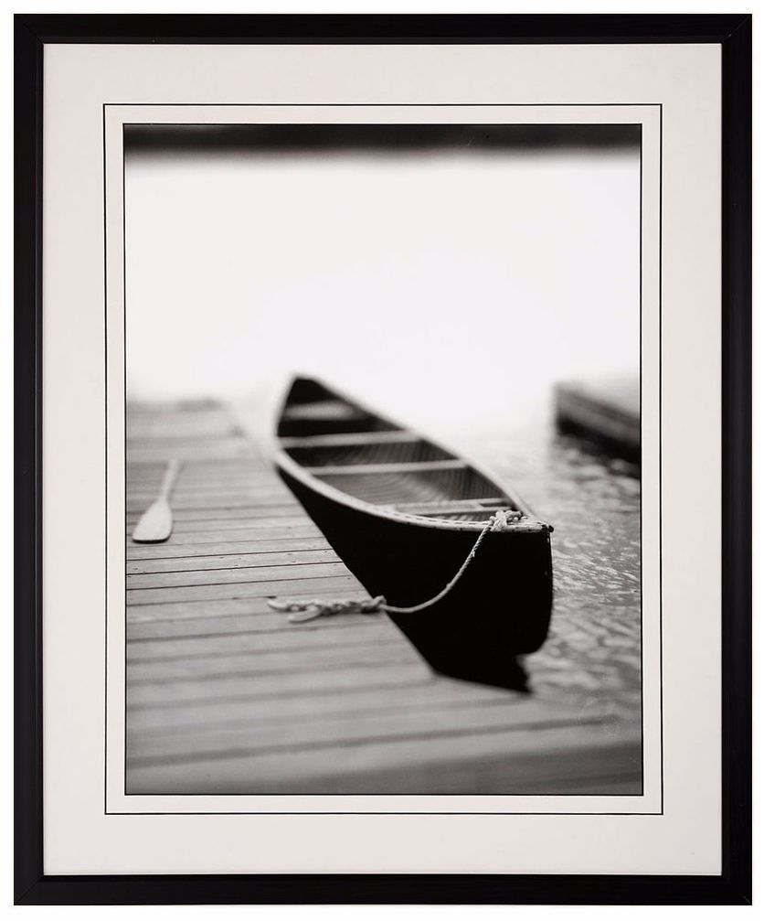 Lone Canoe 34" High Framed Wall Art