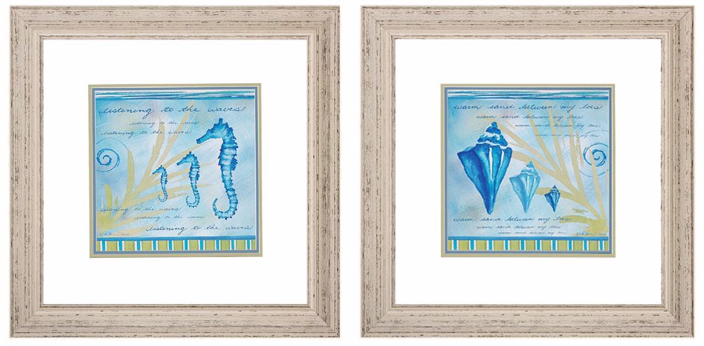 Listening and Warm Sand 25" Square Framed Wall Art