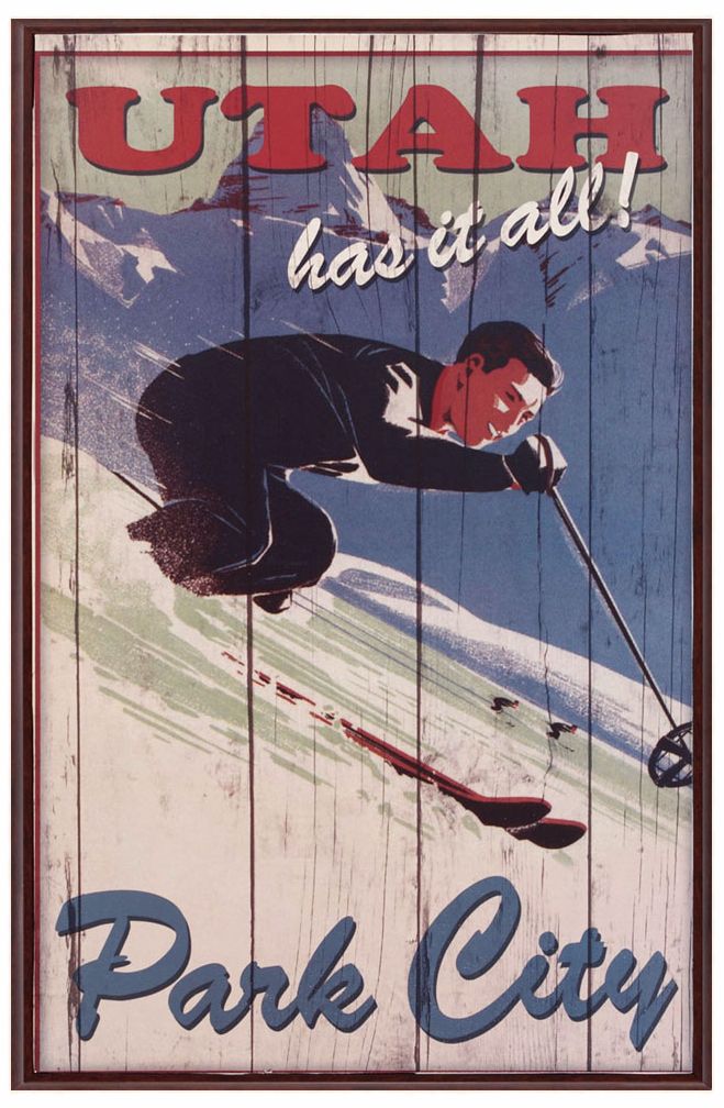 Ski Park City 21" High Framed Wall Art