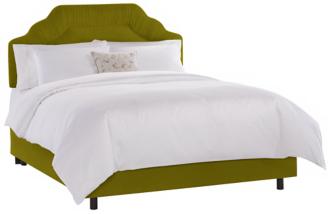 Shirred Headboard Apple Green Velvet Bed King P2402