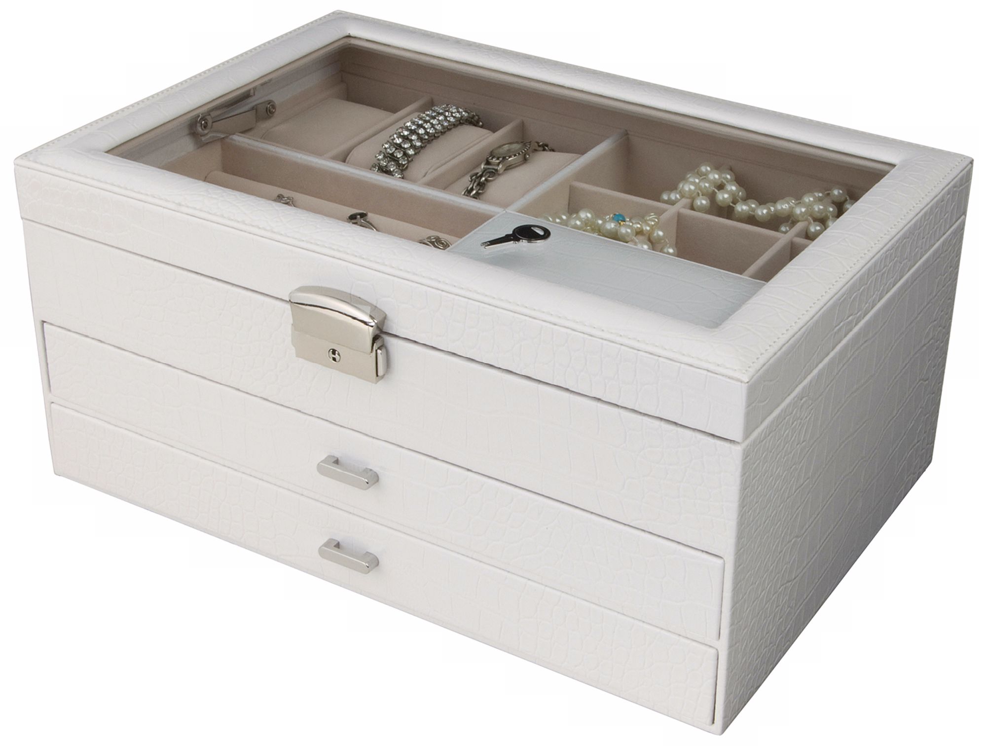Alana White Mock Croc Jewelry Case with Travel Pack P2700