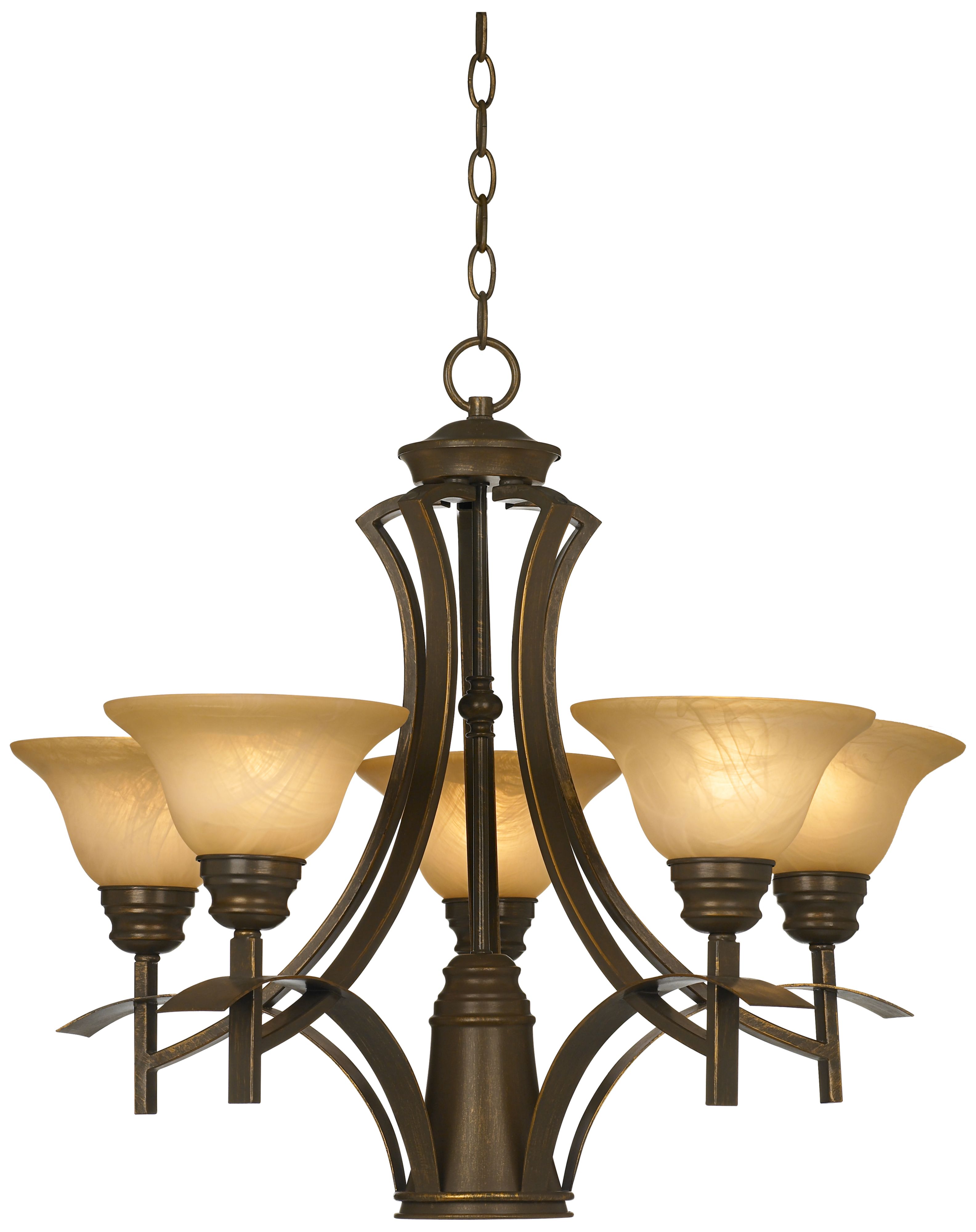 Bronze with Amber Scavo Glass 25" Wide Chandelier