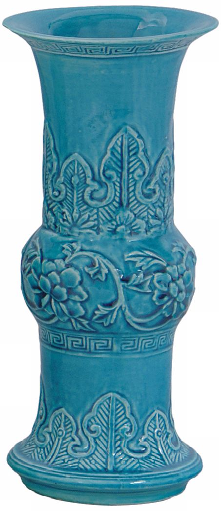 Turquoise Ming Style Set of 2 Porcelain Vases