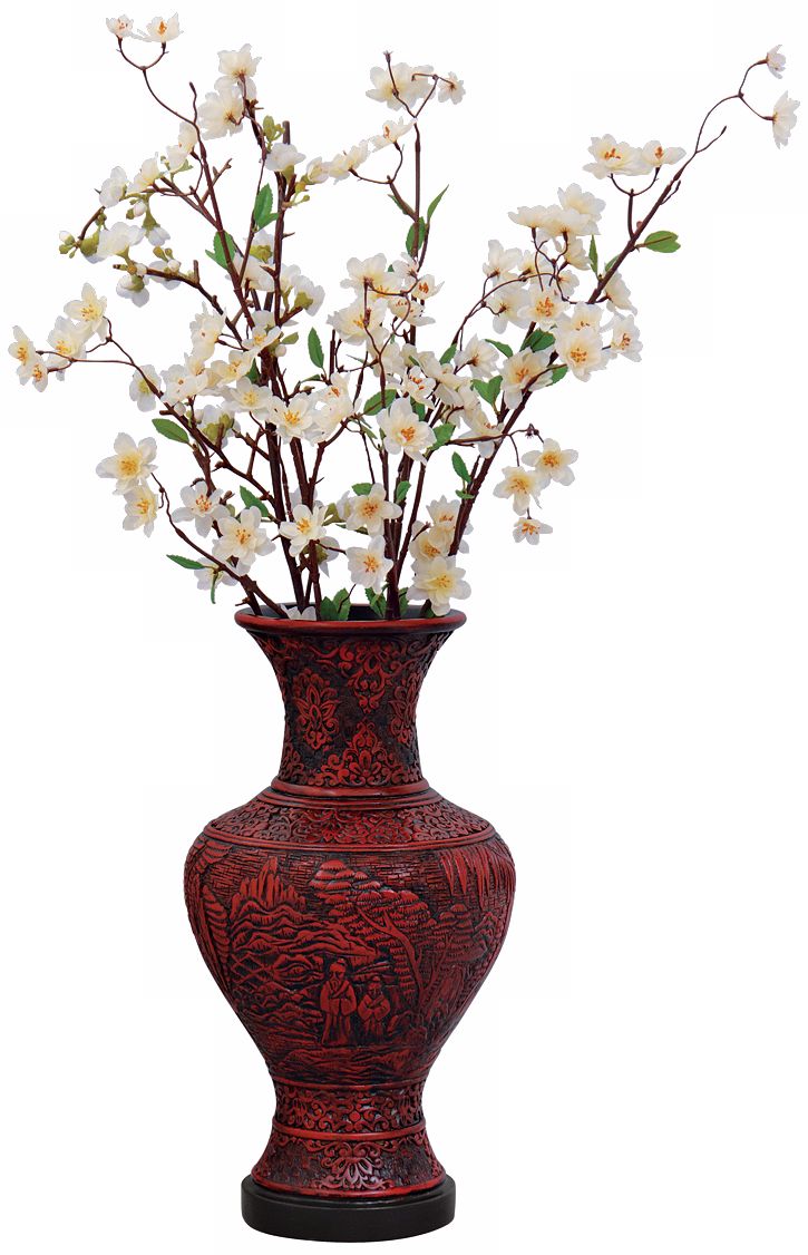 Cinnabar Style Carved Vase