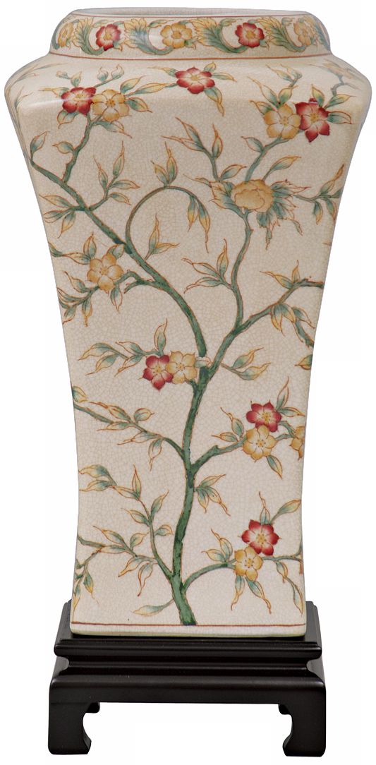 Aviary 16" High Porcelain Vase with Stand