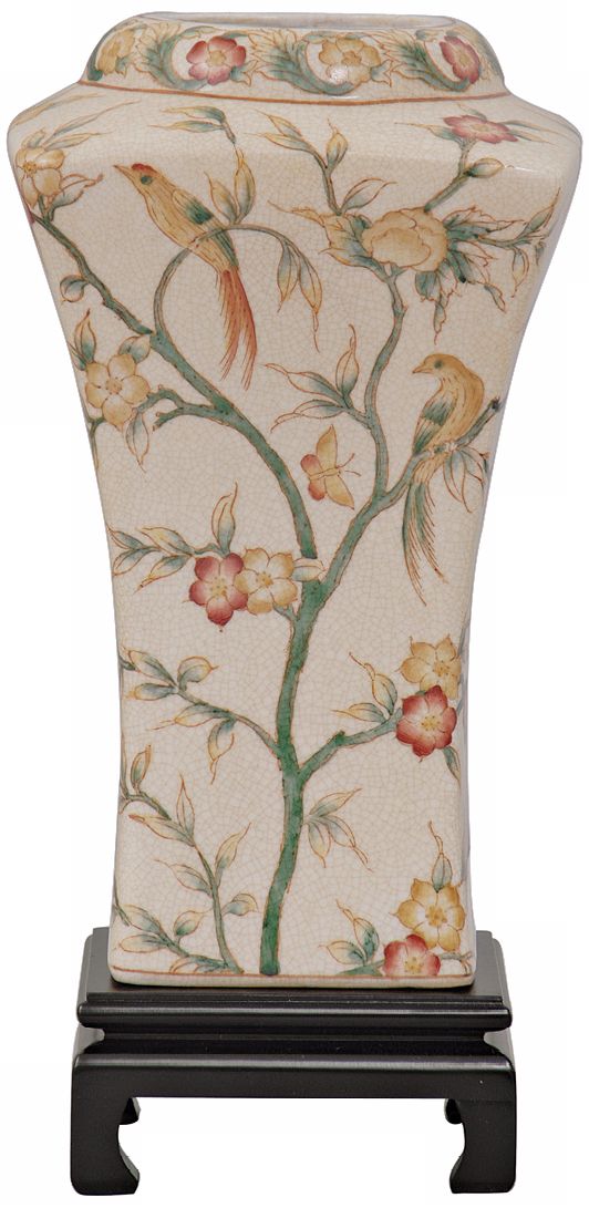 Aviary 10" High Porcelain Vase with Stand