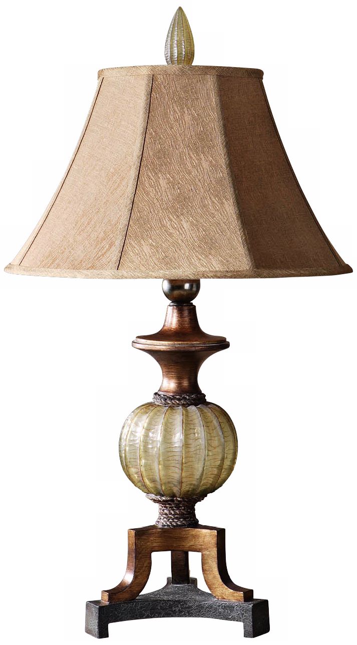 Uttermost Gavet Sea Green and Copper Bronze Table Lamp
