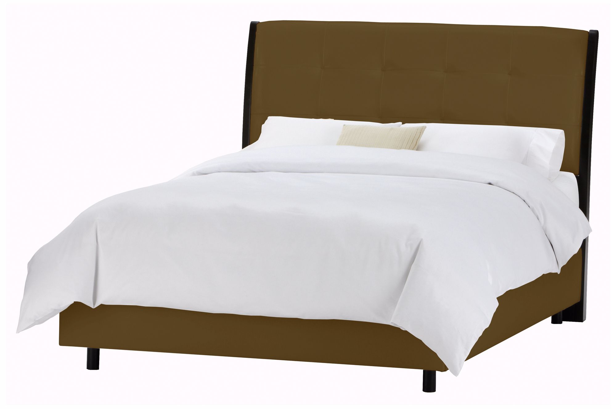 Upholstered Headboard Chocolate Microsuede Bed (Full)