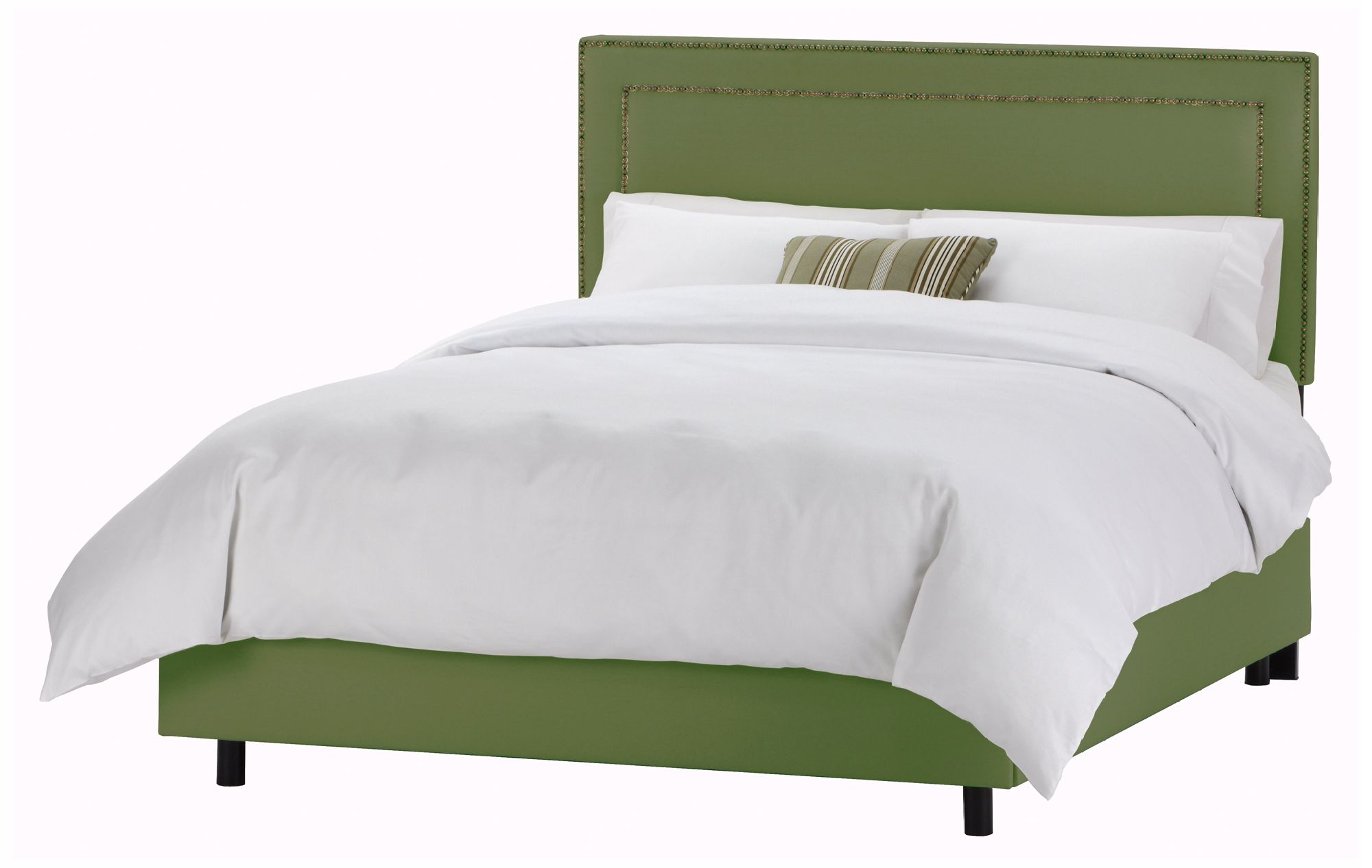 Nail Button Border Headboard Jungle Twill Bed (Queen)